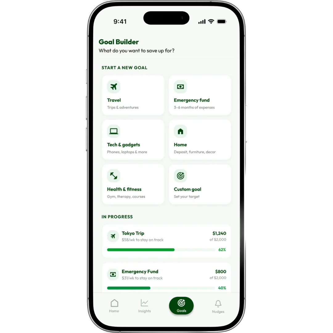Goal Builder screen