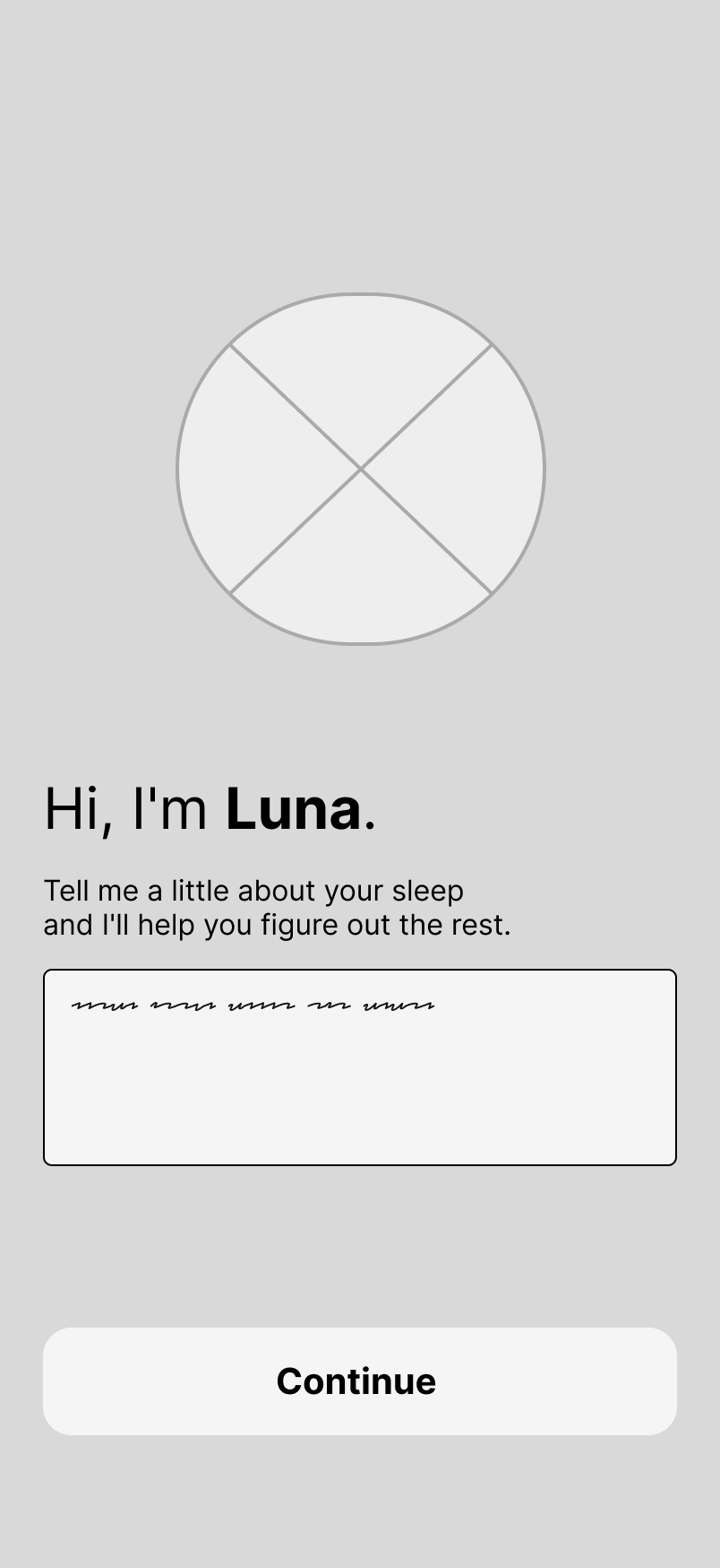Low-fi wireframe of Somna onboarding