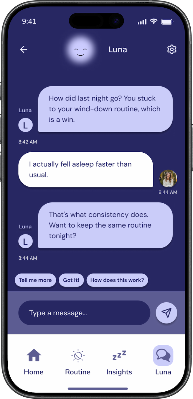 Somna Luna Chat screen
