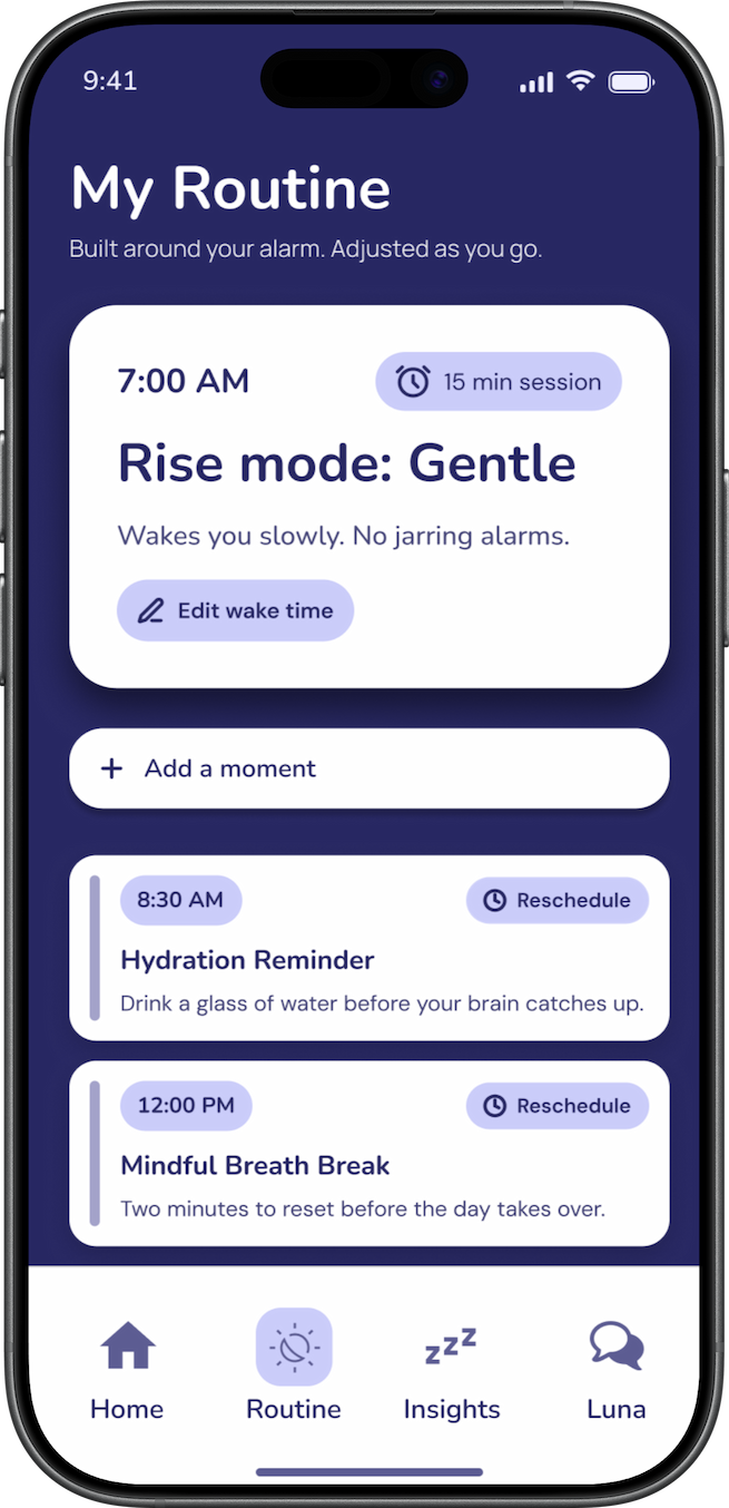 Somna My Routine screen