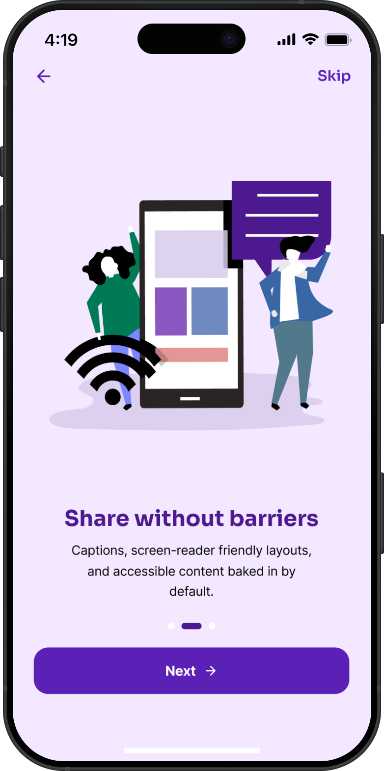 Share without barriers, captions and accessible layouts baked in
